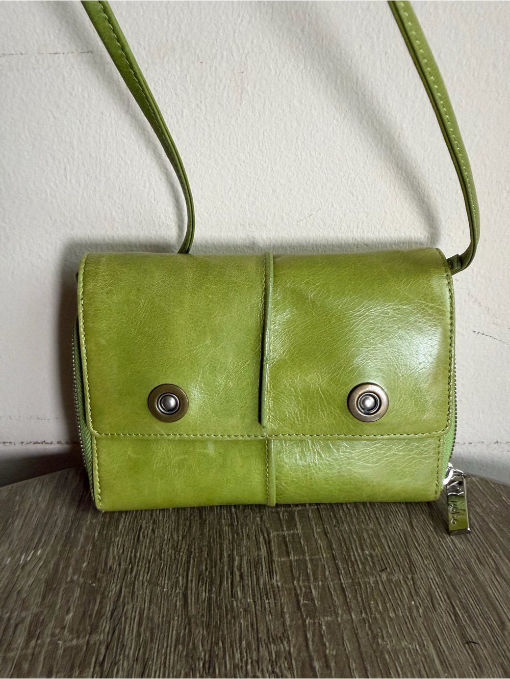 HOBO Lime Green Leather Crossbody Wristlet